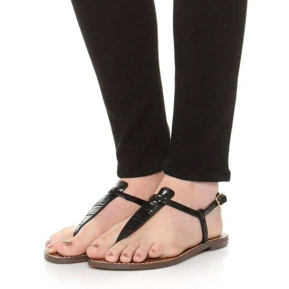 Sam Edelman | Shoes | Sam Edelman Gigi Black Thong Ankle Strap Sandals 7 |  Poshmark